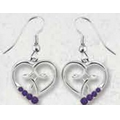 Birthstone Heart & Cross Earrings (February/Amethyst)